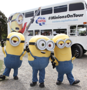 Minions film advertising on a bus